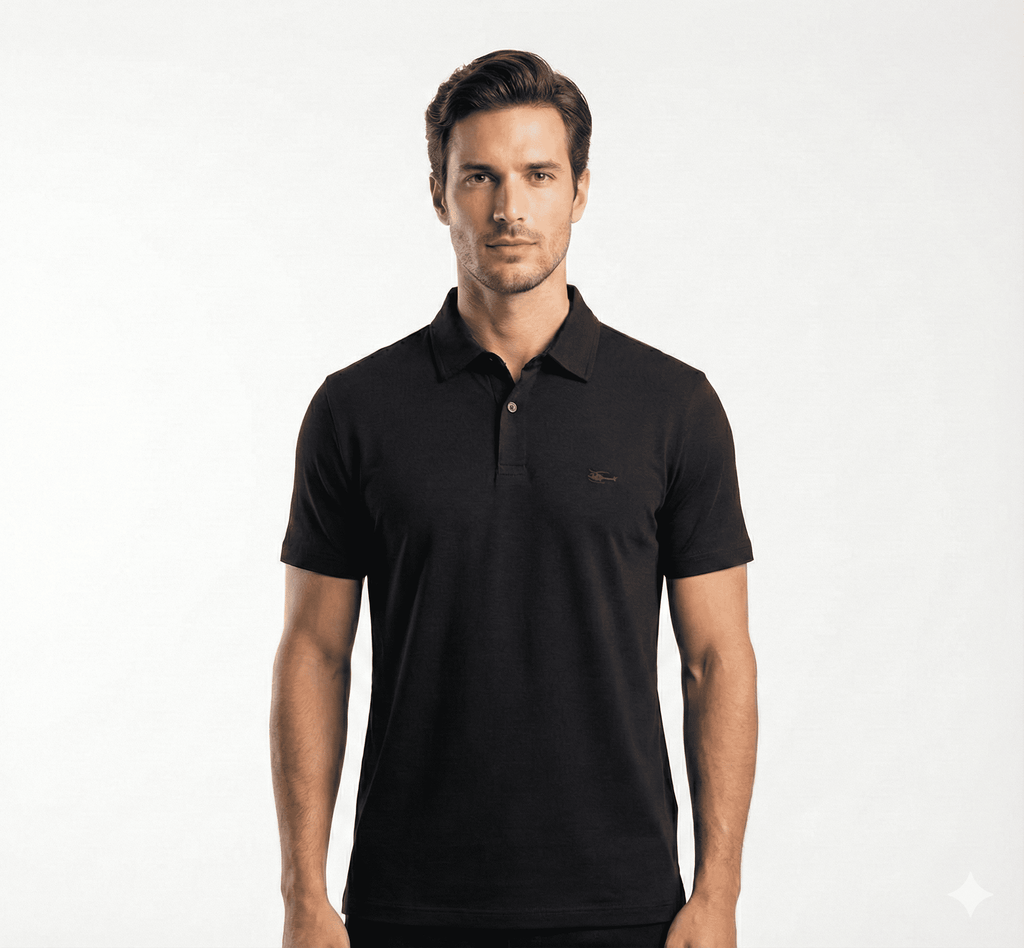 Camisa Polo Sallo Jeans Preta